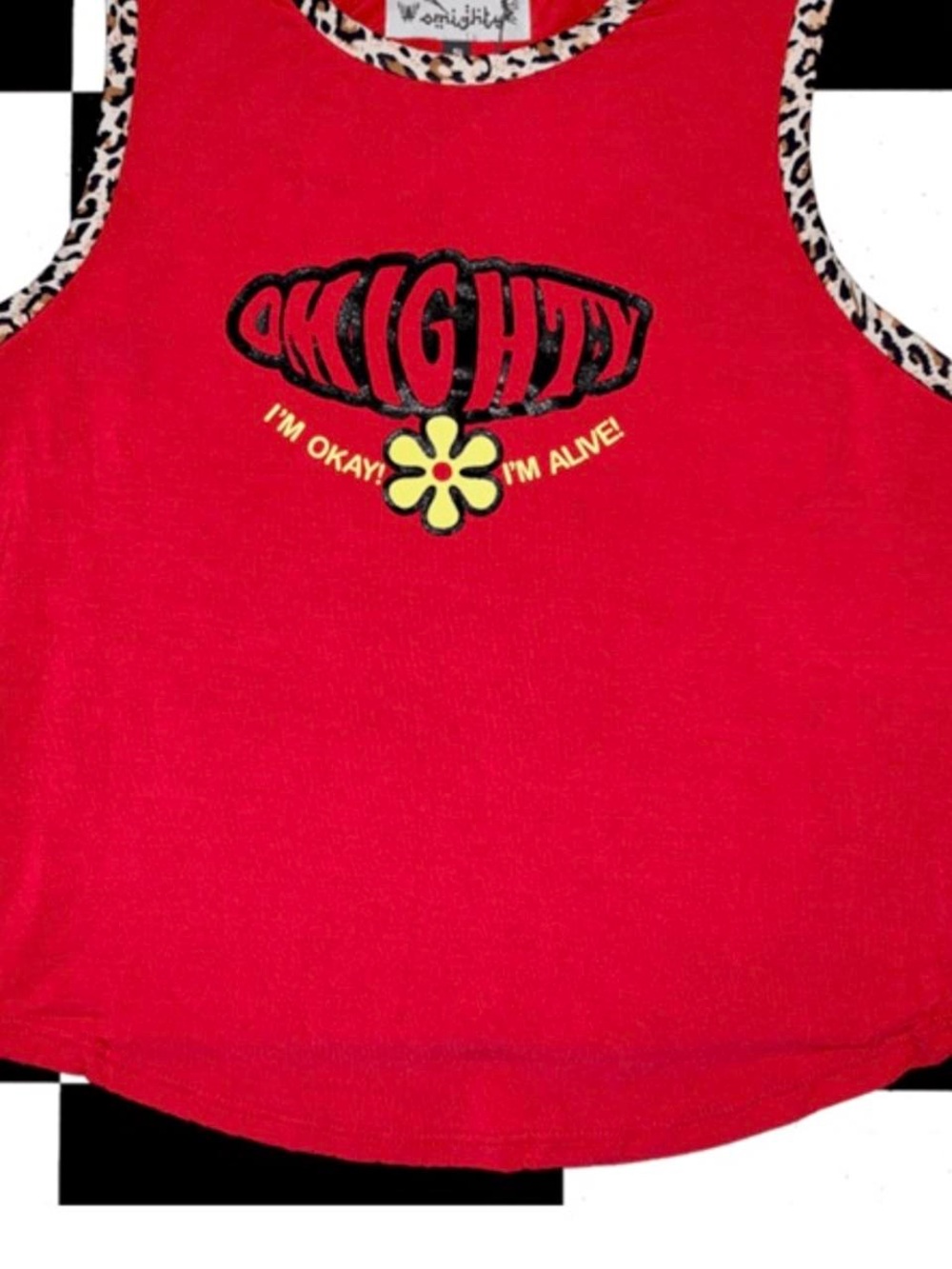OMIGHTY Red Tank with Leopard Trim